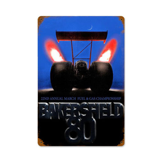 Bakersfield 80, Automotive, Vintage Metal Sign, 18 X 12 Inches