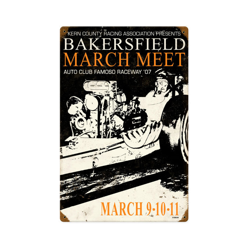 Bakersfield March Meet 2007, Automotive, Vintage Metal Sign, 12 X 18 Inches