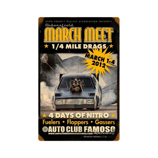 March Meet 2012, Automotive, Vintage Metal Sign, 12 X 18 Inches