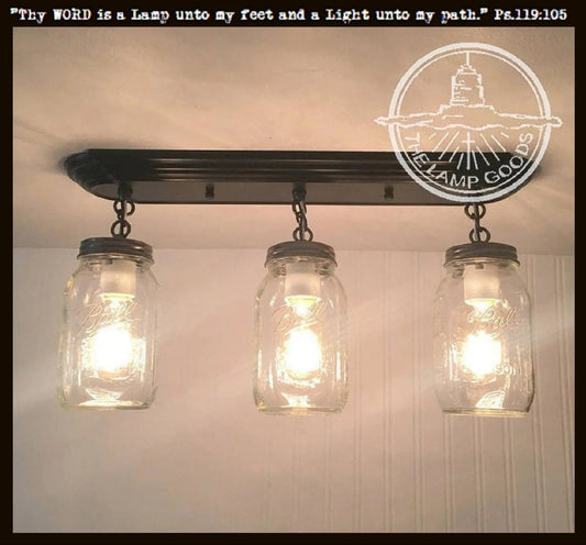 Mason Jar LIGHT FIXTURE Rectangular Chain Trio
