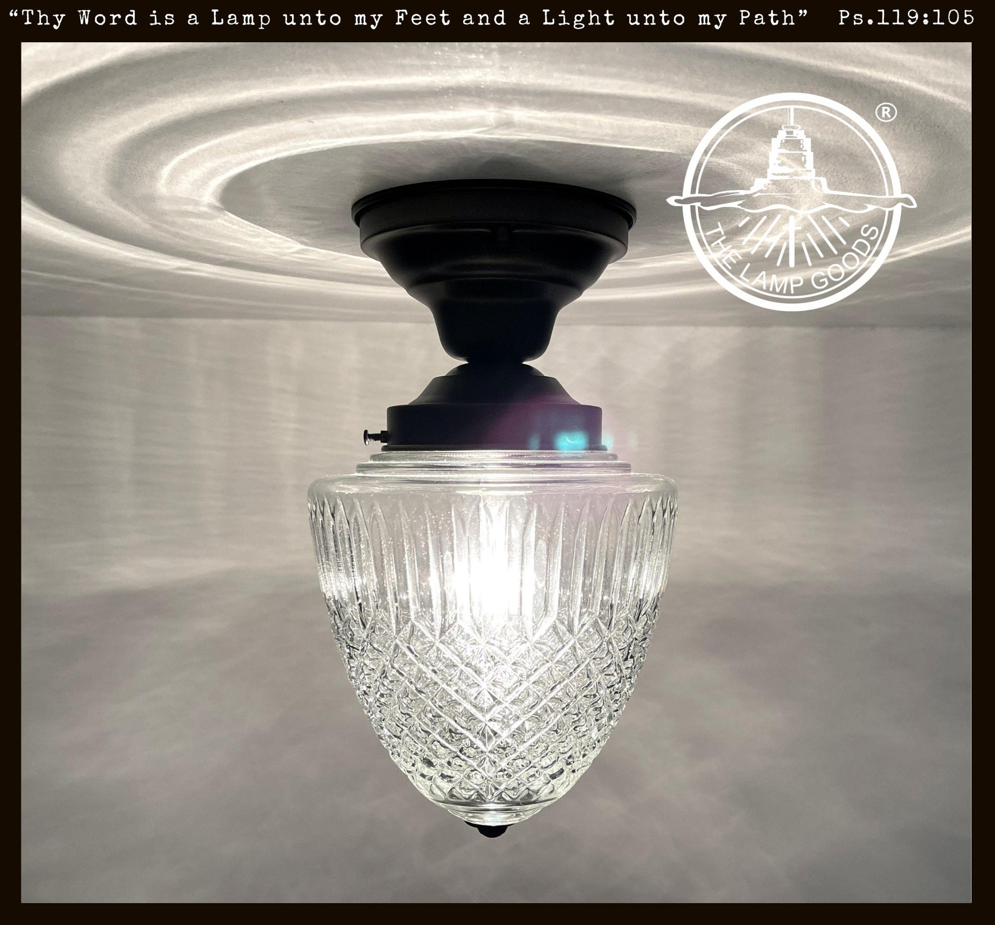 LARGE TAPERED DIAMOND 1950s Authentic Mid Century Glass Ceiling Light
