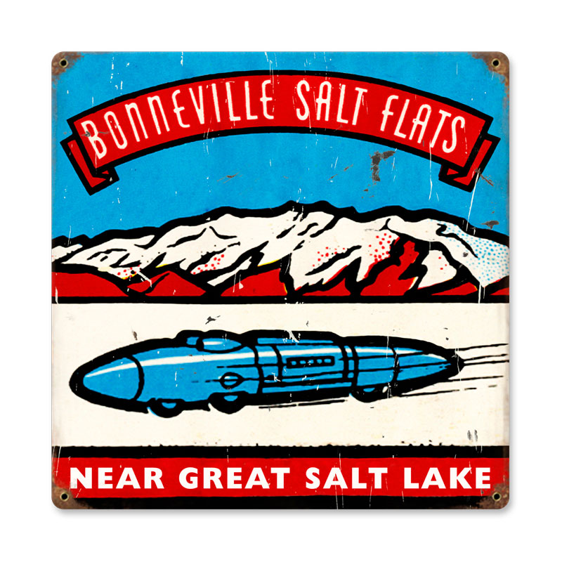 Salt Flats, Automotive, Vintage Metal Sign, 12 X 12 Inches