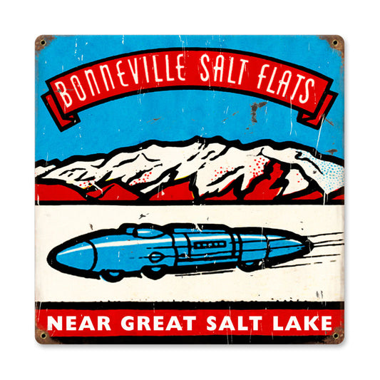 Salt Flats, Automotive, Vintage Metal Sign, 12 X 12 Inches