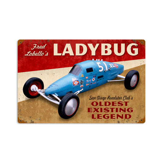 Ladybug, Automotive, Vintage Metal Sign, 18 X 12 Inches
