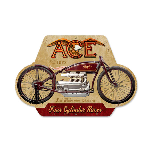 Ace, Motorcycle, Custom Metal Shape, 17 X 12 Inches