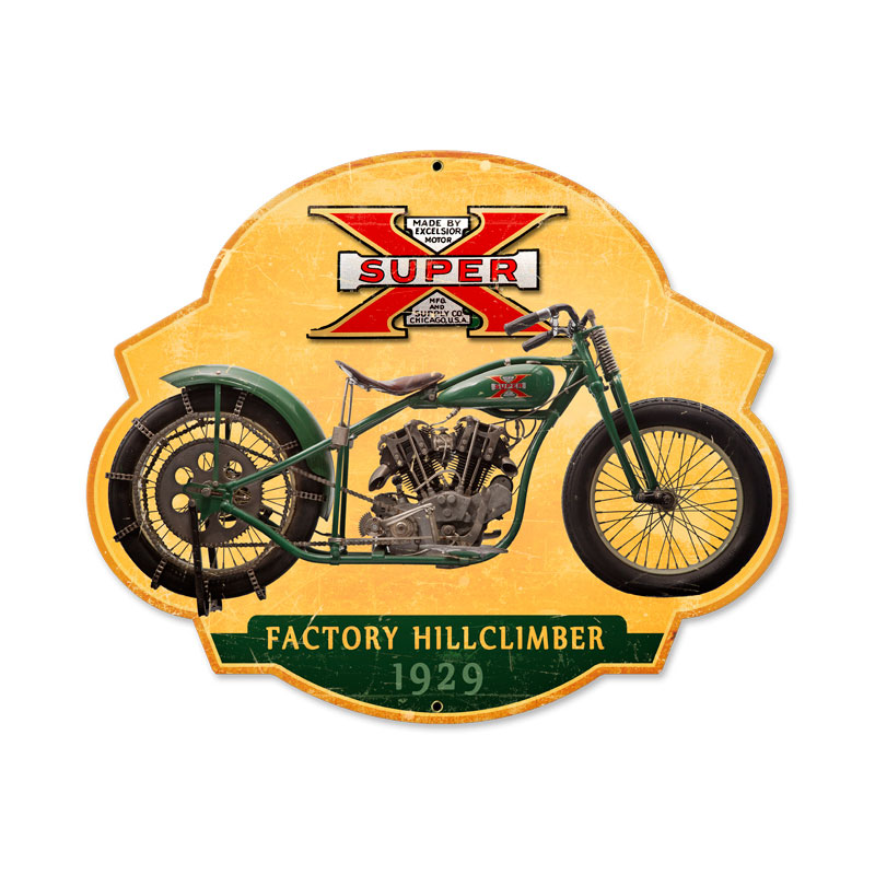Super X Hillclimber, Motorcycle, Custom Metal Shape, 17 X 14 Inches