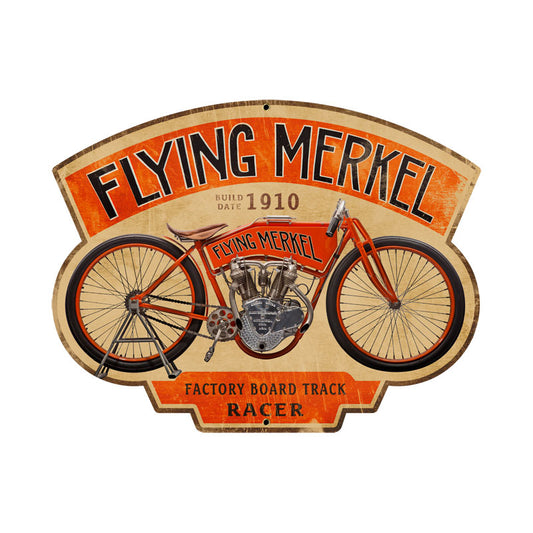 Flying Merkel, Motorcycle, Custom Metal Shape, 17 X 13 Inches