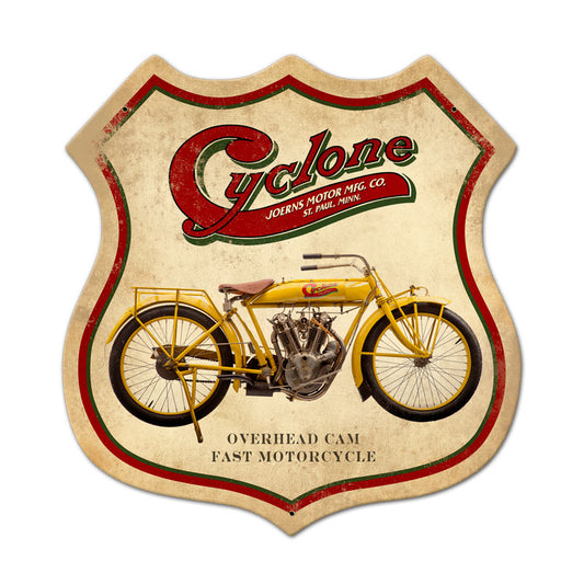 Cyclone, Motorcycle, Shield Metal Sign, 15 X 15 Inches