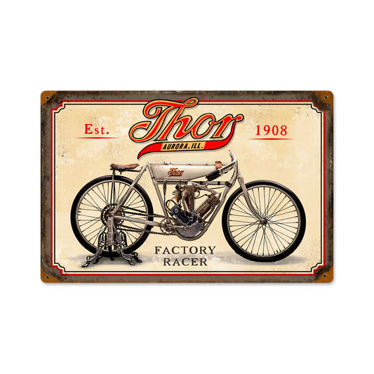 Thor, Motorcycle, Vintage Metal Sign, 18 X 12 Inches