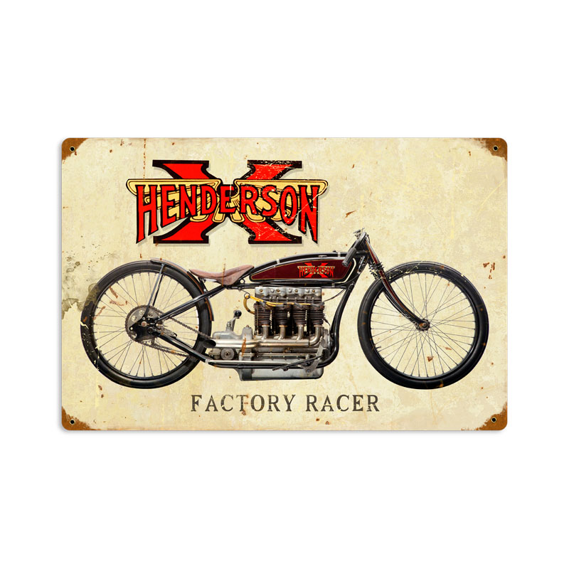 Henderson X, Motorcycle, Vintage Metal Sign, 18 X 12 Inches
