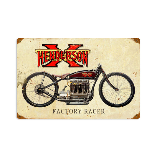 Henderson X, Motorcycle, Vintage Metal Sign, 18 X 12 Inches