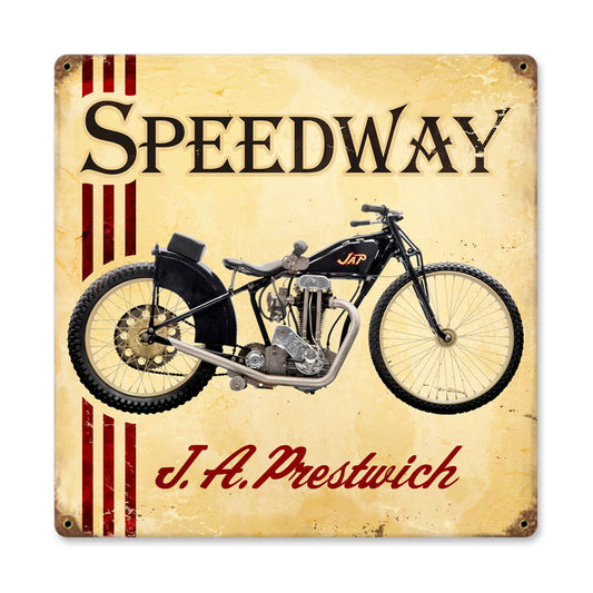 JAP Speedway, Motorcycle, Vintage Metal Sign, 12 X 12 Inches