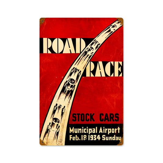 Road Race, Automotive, Vintage Metal Sign, 12 X 18 Inches