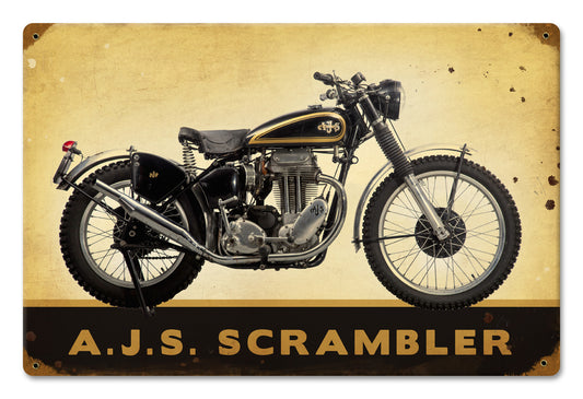 Bud Ekins, Motorcycle, Vintage Metal Sign, 18 X 12 Inches