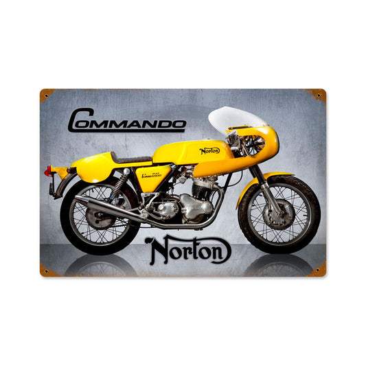 Commando, Motorcycle, Vintage Metal Sign, 18 X 12 Inches