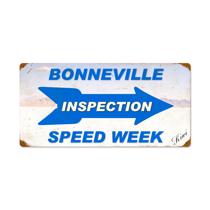 Bonneville Inspection Speed Week, Automotive, Vintage Metal Sign, 24 X 12 Inches