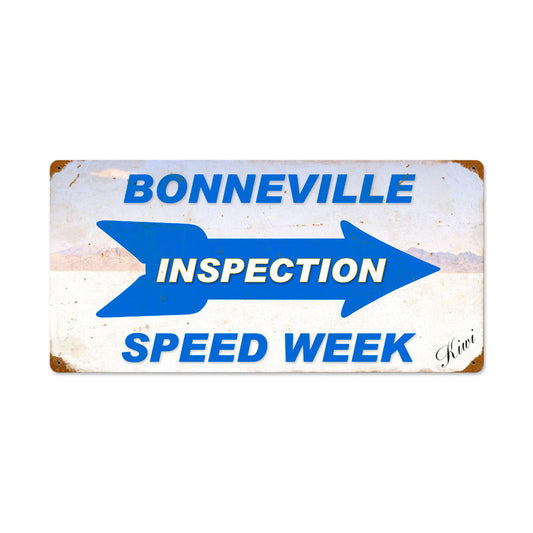 Bonneville Inspection Speed Week, Automotive, Vintage Metal Sign, 24 X 12 Inches