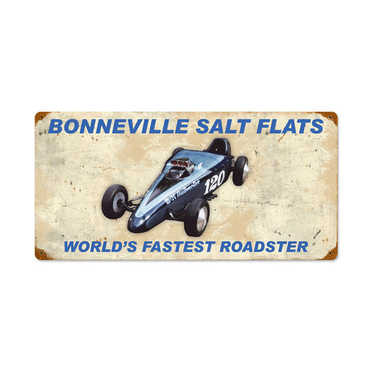 Bonneville Worlds Fastest Roadster, Automotive, Vintage Metal Sign, 24 X 12 Inches
