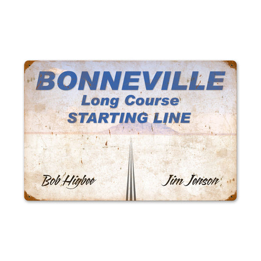 Bonneville Starting Line, Automotive, Vintage Metal Sign, 24 X 16 Inches