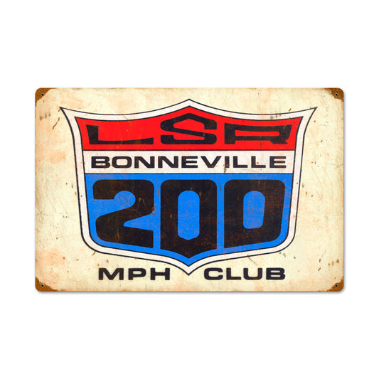 LSA 200MPH Club, Automotive, Vintage Metal Sign, 24 X 16 Inches
