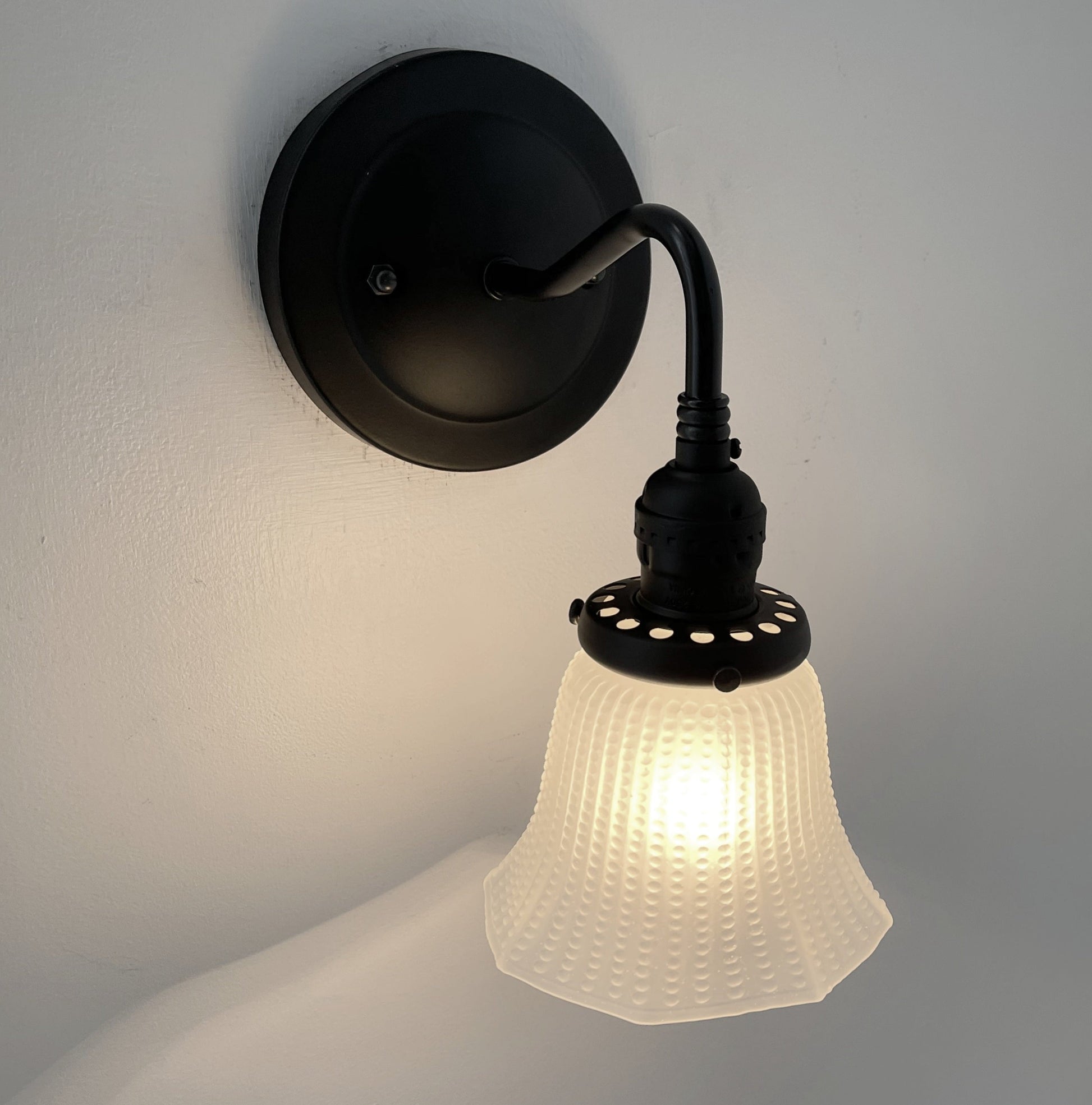 Frosted Antique 1930's HOBNAIL Glass Wall Sconce