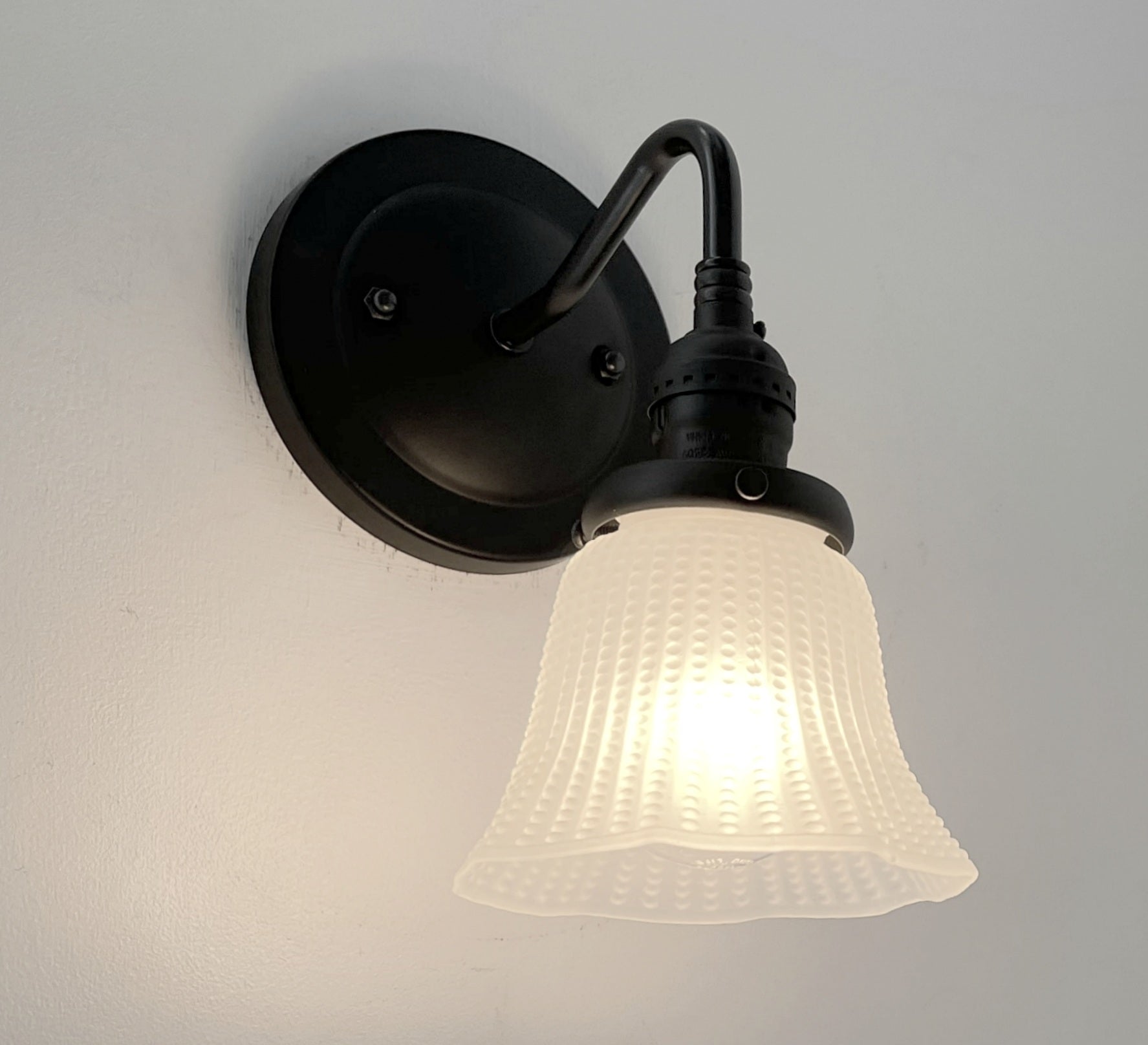 Frosted Antique 1930's HOBNAIL Glass Wall Sconce