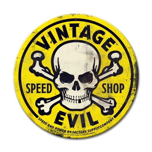 VE007 Round Yellow, Automotive, Round Metal Sign, 14 X 14 Inches