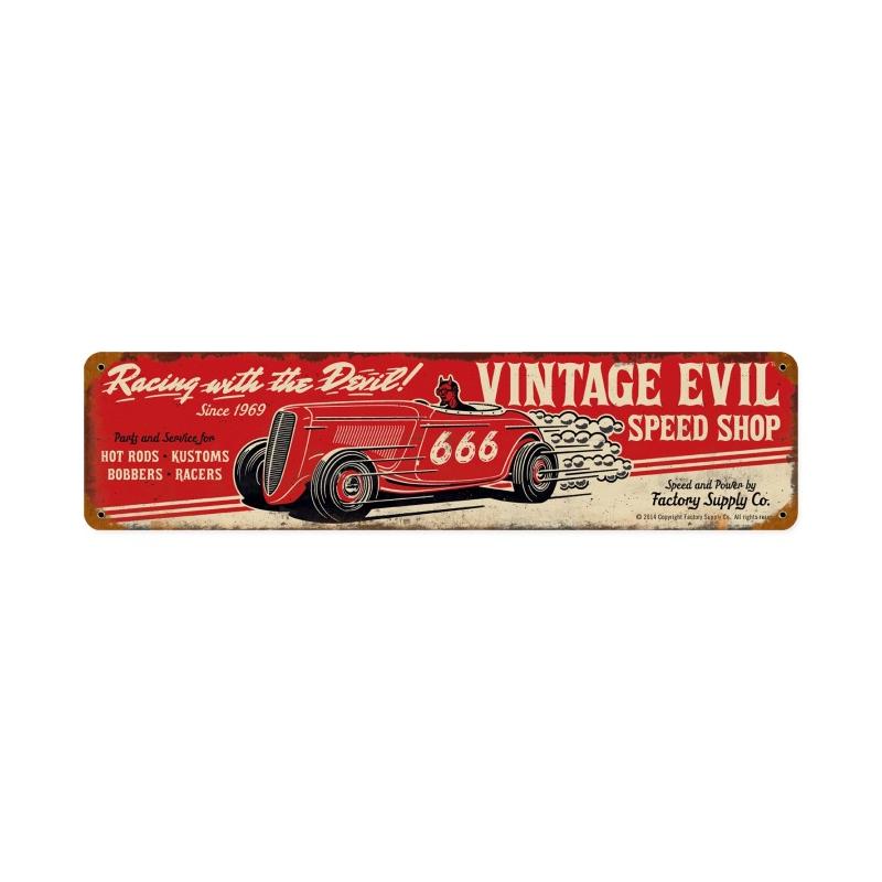Vintage Evil racing devil 20ƒ?, Automotive, Vintage Metal Sign, 20 X 5 Inches