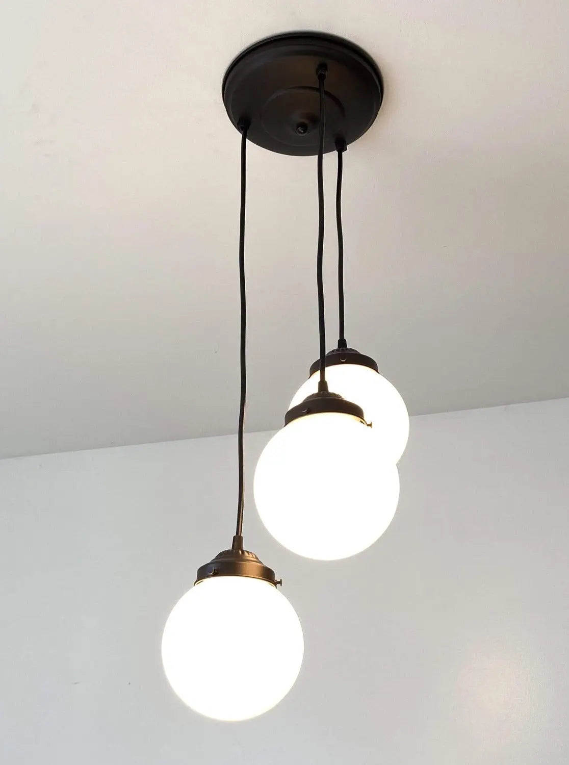 Milk Glass Chandelier Pendant Trio