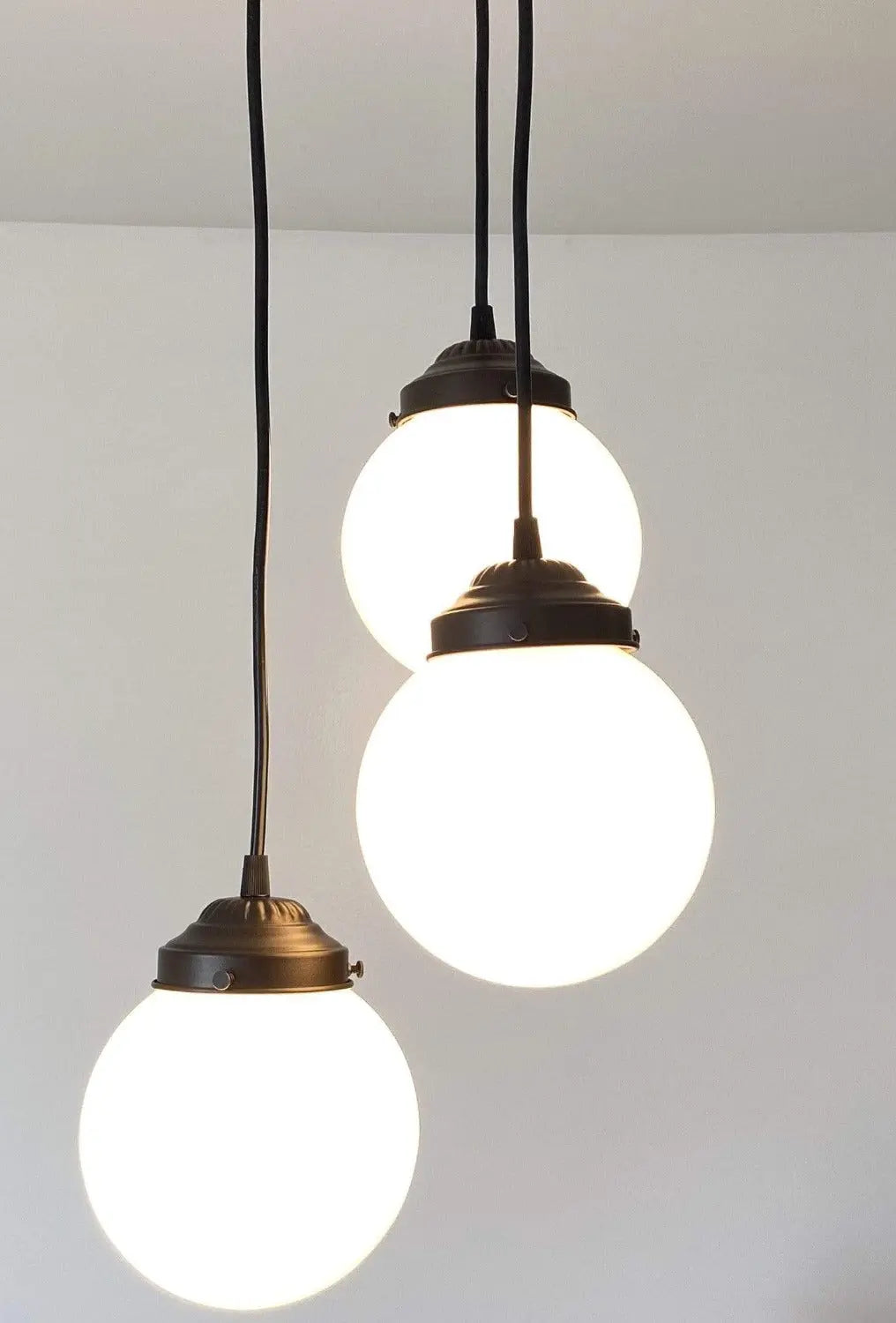 Milk Glass Chandelier Pendant Trio