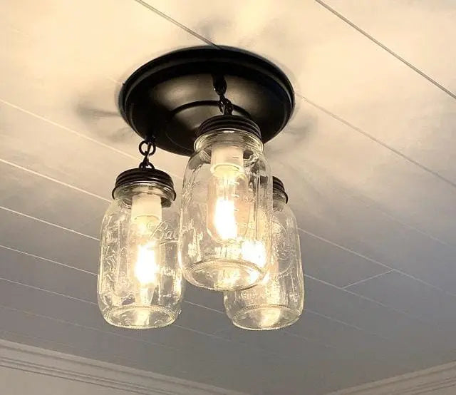 Mason Jar LIGHT FIXTURE New Quart Chain Trio
