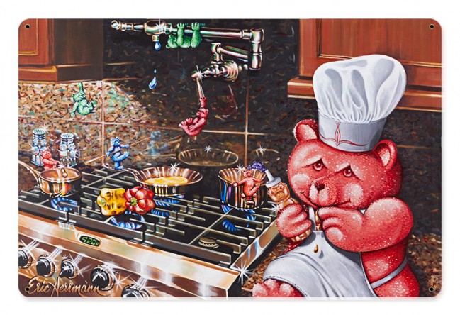 KITCHEN MISCHEIF, Featured Artists/Eric Herrmann Studios, Metal Sign, 18 X 12 Inches