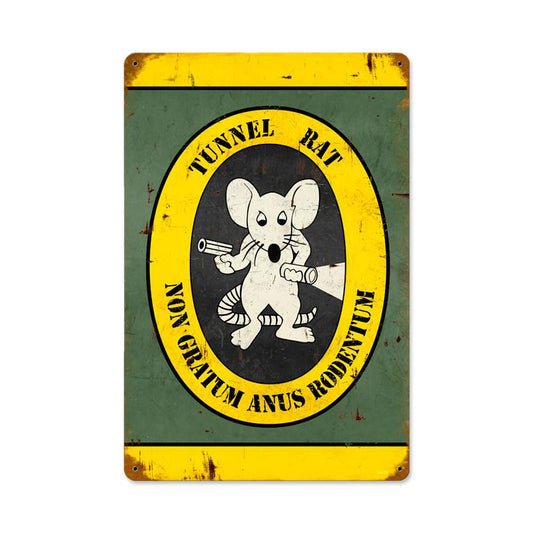 Tunnel Rat, Allied Military, Vintage Metal Sign, 18 X 12 Inches