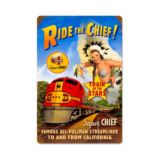 Super Chief, Pinup Girls, Vintage Metal Sign, 18 X 12 Inches