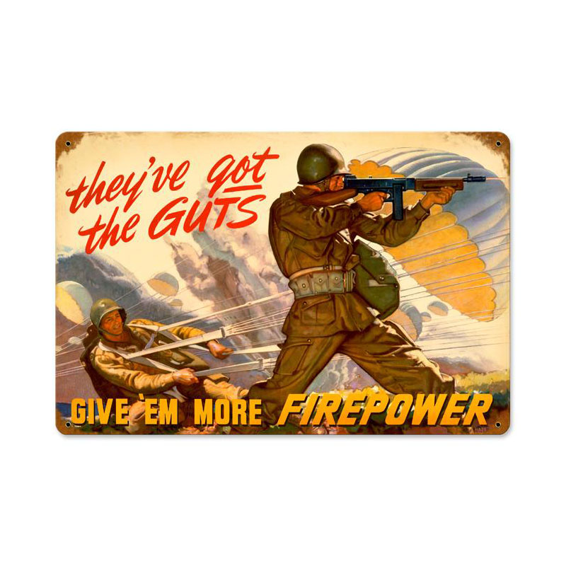 They've Got The Guts, Allied Military, Vintage Metal Sign, 18 X 12 Inches