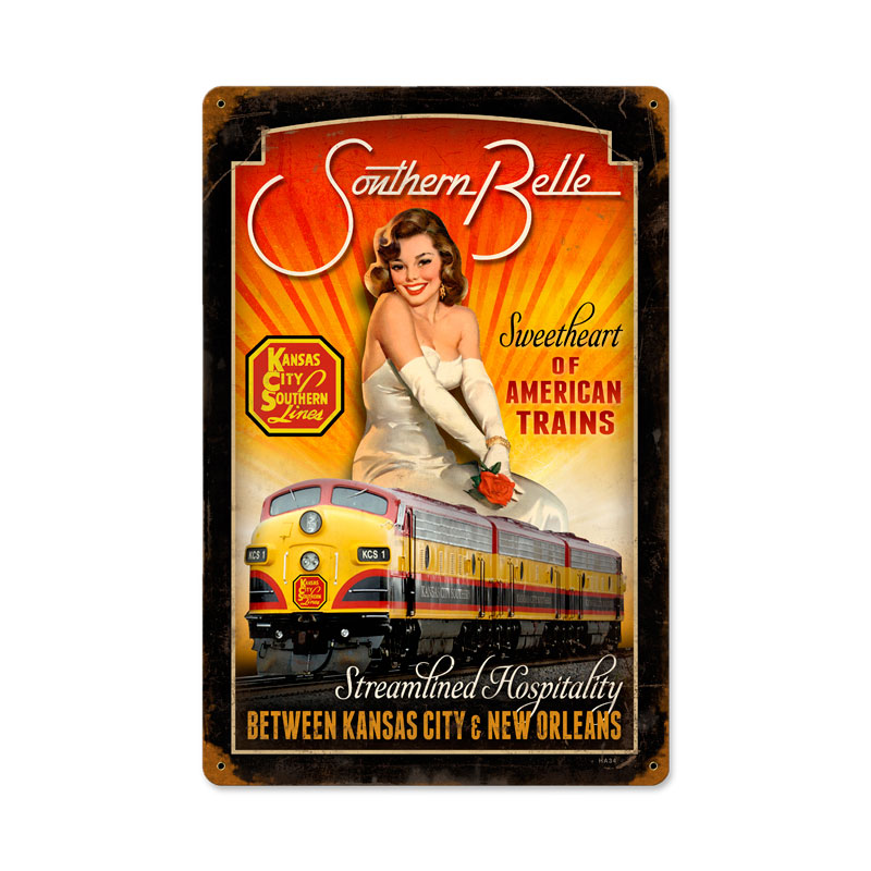 Southern Belle, Pinup Girls, Vintage Metal Sign, 12 X 18 Inches