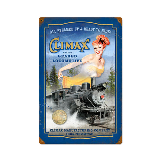 Climax, Pinup Girls, Vintage Metal Sign, 12 X 18 Inches