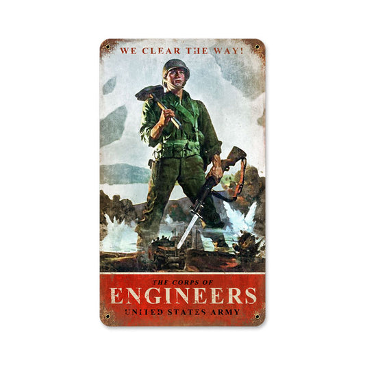 Army Corps Engineers, Allied Military, Vintage Metal Sign, 8 X 14 Inches