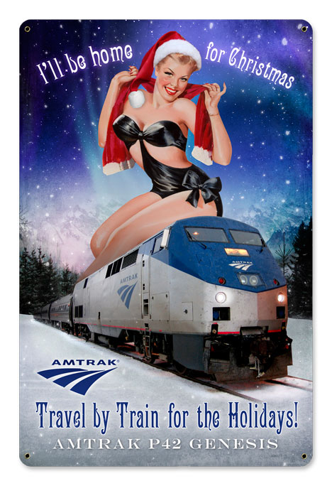 Amtrak Christmas Train, Metal Sign, Metal Sign, 12 X 18 Inches