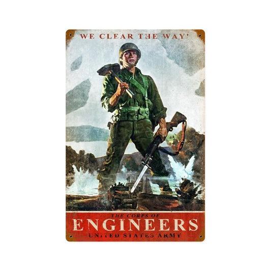 Army Corps Engineers, Allied Military, Vintage Metal Sign, 12 X 18 Inches