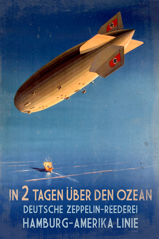 ZEPPELIN HAMBURG AMERIKA, Allied Military, VINTAGE METAL SIGN, 12 X 18 Inches