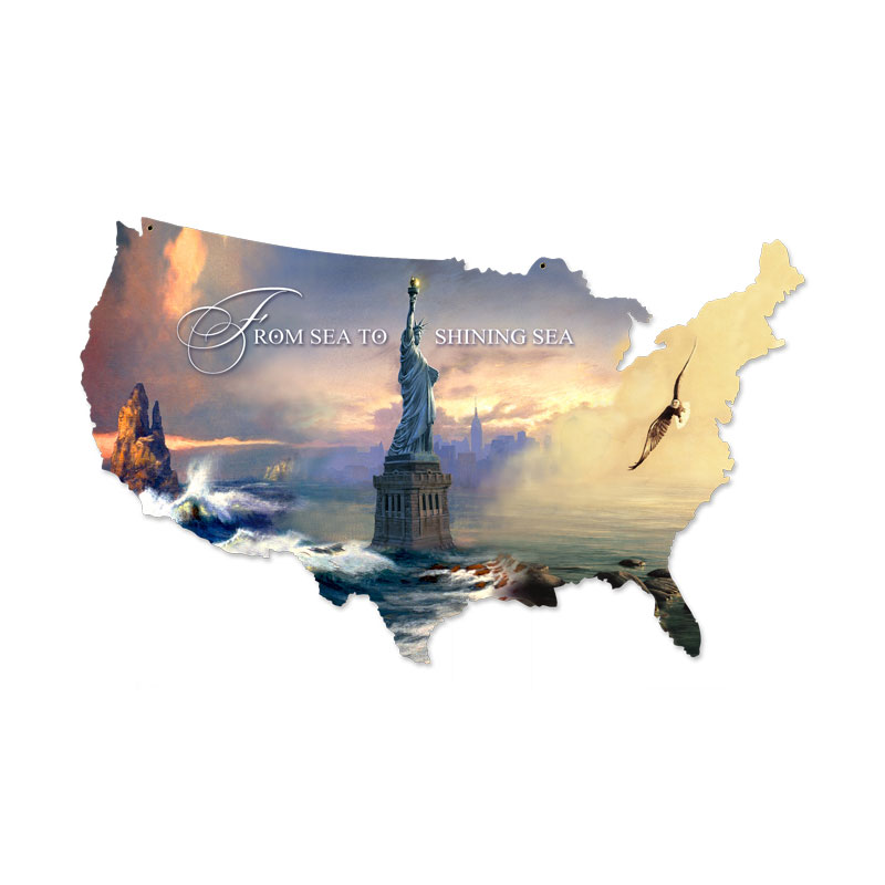 Sea to Sea, Home and Garden, Custom Metal Shape, 25 X 16 Inches