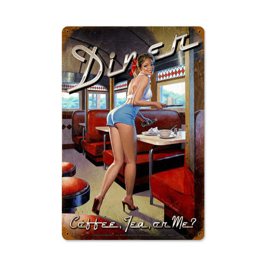 Diner, Pinup Girls, Vintage Metal Sign, 12 X 18 Inches