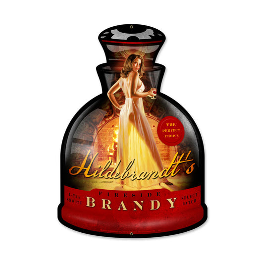 Fireside Brandy, Pinup Girls, Custom Metal Shape, 13 X 19 Inches
