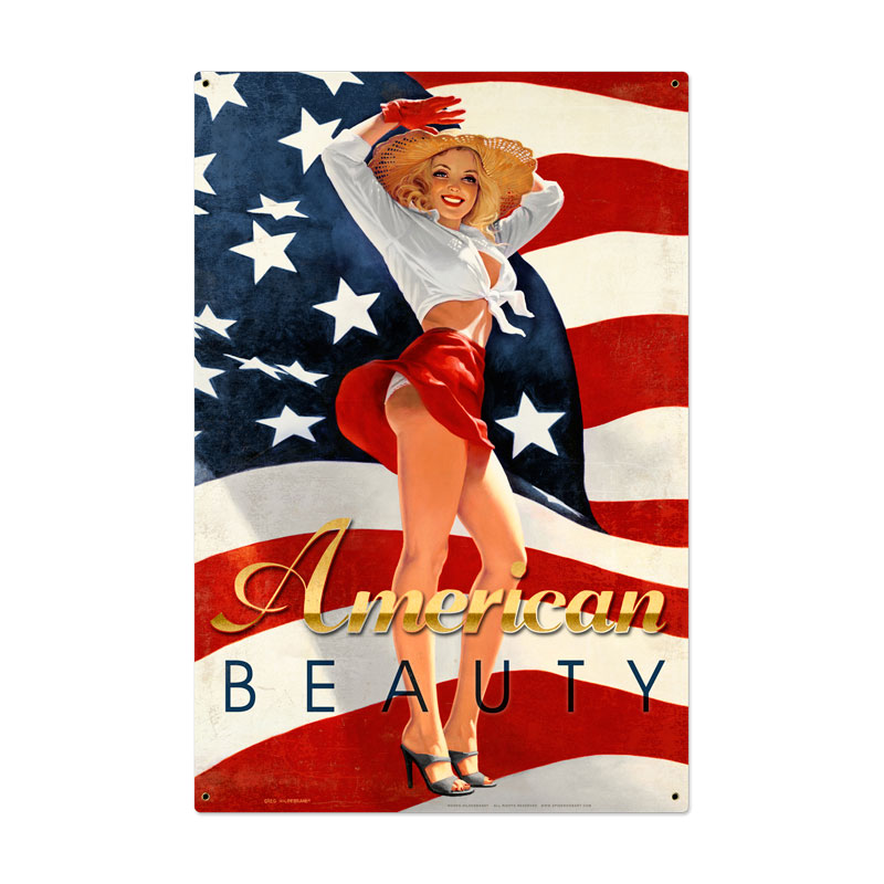 American Beauty, Pinup Girls, Metal Sign, 24 X 36 Inches