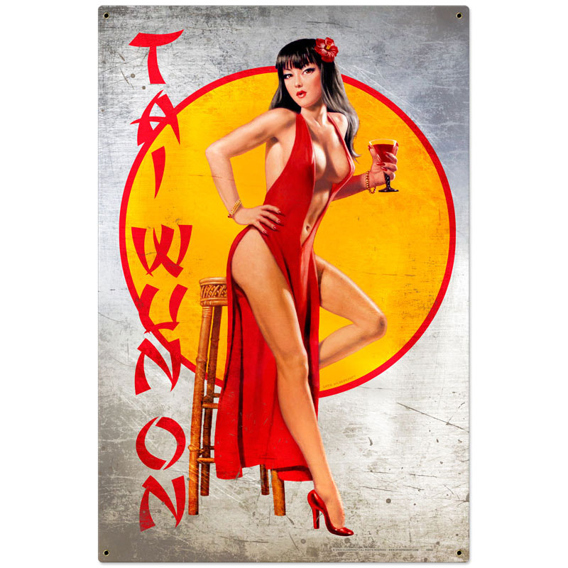 Tai Wun On, Pinup Girls, Metal Sign, 24 X 36 Inches