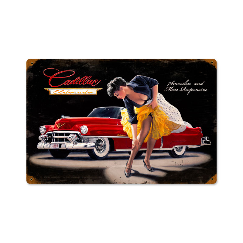 Smooth and Sensual, Pinup Girls, Vintage Metal Sign, 18 X 12 Inches