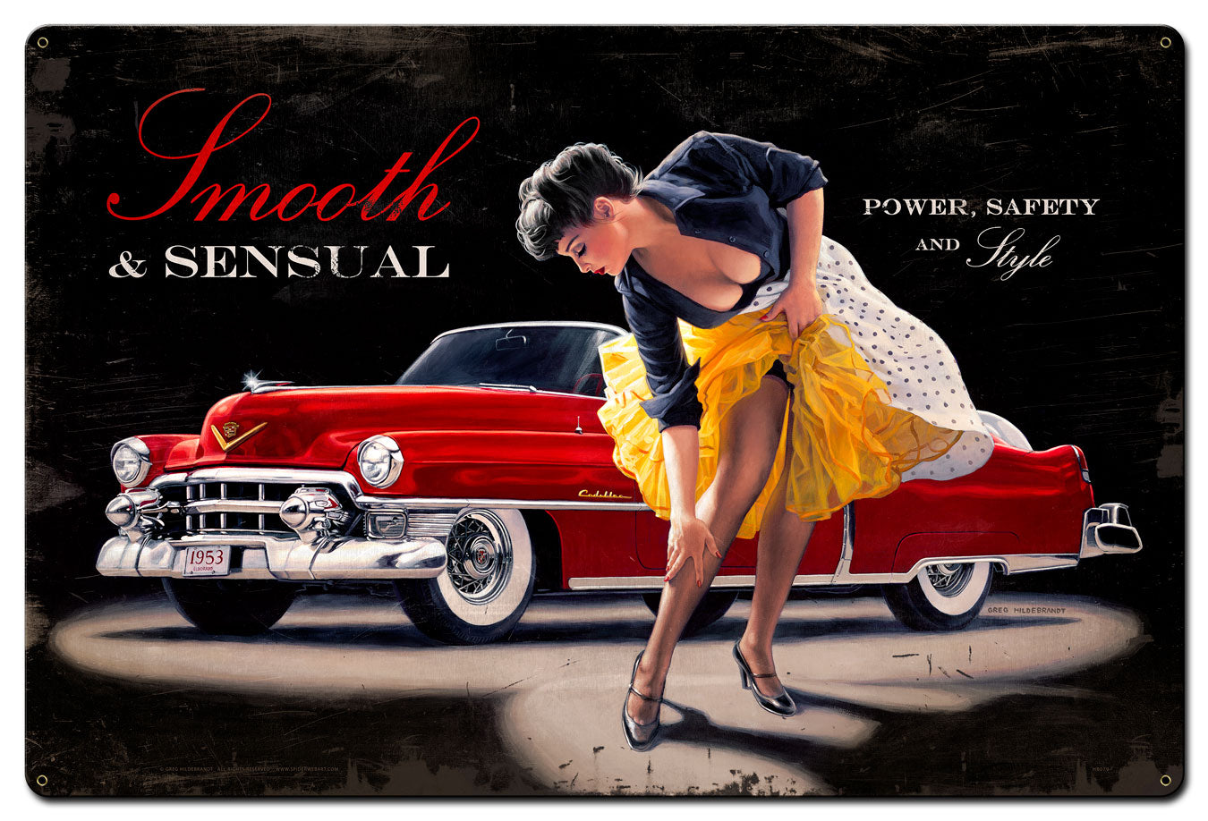 Smooth and Sensual, Pinup Girls, Metal Sign, 36 X 24 Inches