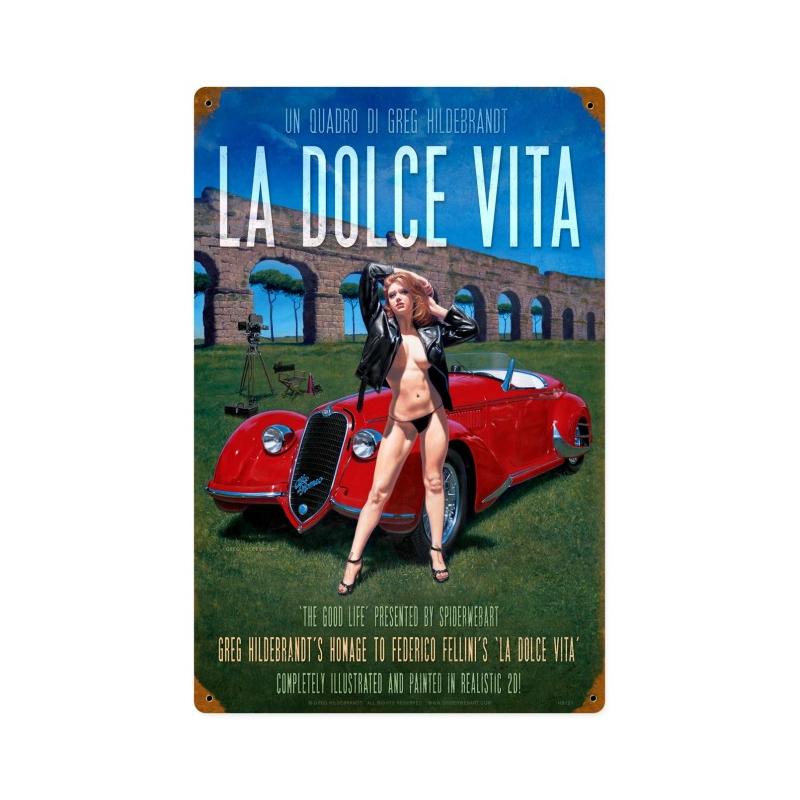 LA DOLCE VITA, Pinup Girls, Metal Sign, 12 X 18 Inches