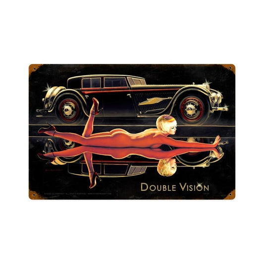 Double Vision, Pinup Girls, Metal Sign, 12 X 18 Inches